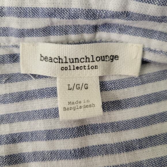 BeachLunchLounge Women's‎ Button Up Striped Cuffed Short Sleeve Size Large - Picture 3 of 7